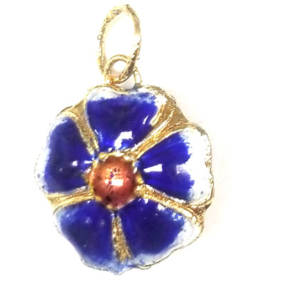 ENAMEL FLOWER 19X21MM BLUE